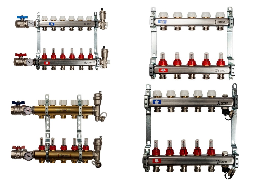 Коллекторы для системы теплого пола STOUT