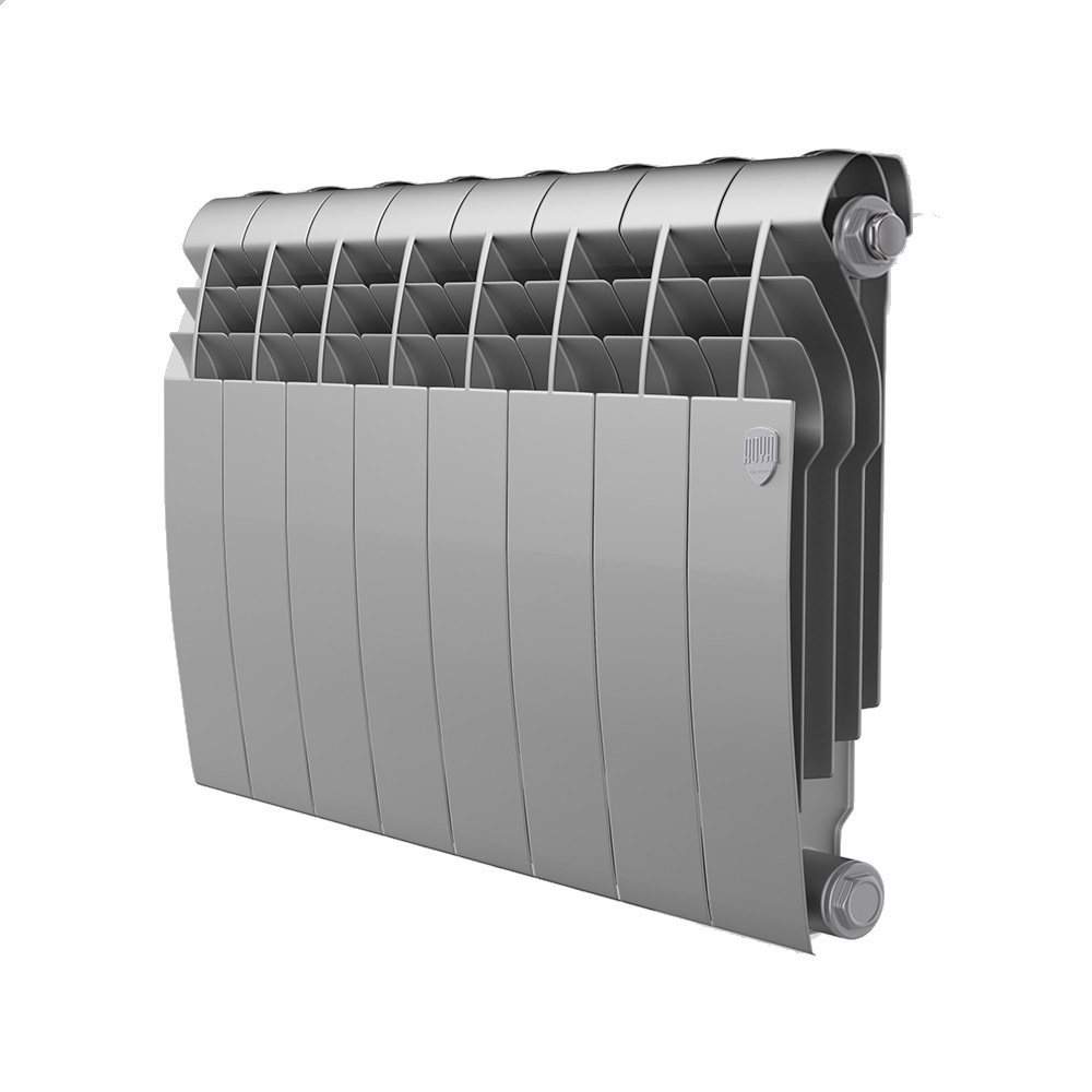 Биметаллические радиаторы ROYAL THERMO BILINER 500 боковое подключение, цвет Silver Satin — серый