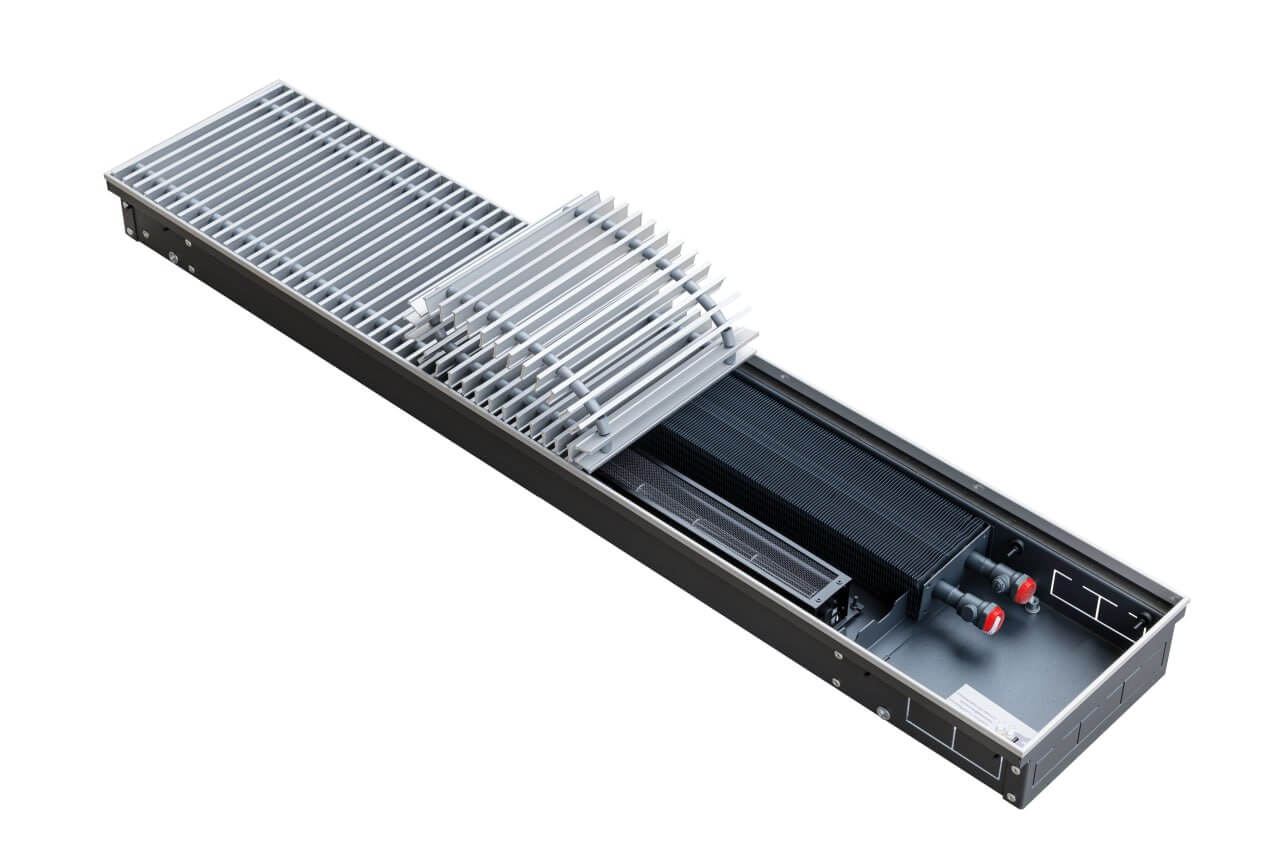 Внутрипольные конвекторы TECHNO VENT KVZV на 24V, высота 122 мм, ширина 215 мм