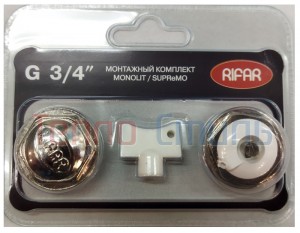 Монтажный комплект Rifar для подключения радиатора Supremo/Monolit, 3/4, цвет белый, арт. R.Ad.G34MS